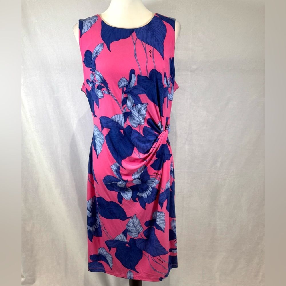 Tommy Hilfiger Island Orchid pink and purple twist side sheath dress size 12